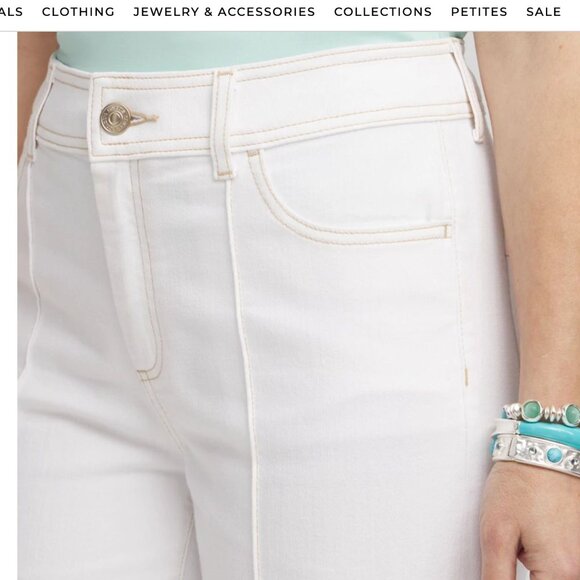 Chico's Pintuck High-Cuff Cropped Jeans Alabaster White Size 00 (0/2 XS). - Picture 2 of 4